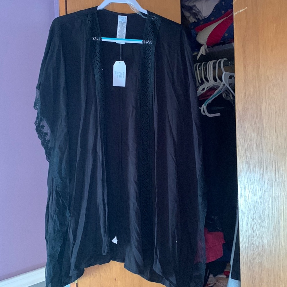 Solid black kimono